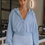 Daily Drills  Cropped Zip Hoodie in Mist Photo 0