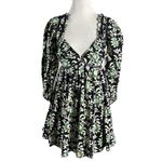 Free People  Sacha Mini Dress Black Floral XS NEW Beaded Plunge Flirty Summer Photo 5
