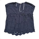 Lovestitch Blouse Women Small Eyelet Lace V Neck Top Peekaboo Cottagecore Goth Photo 4
