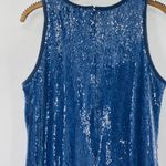 Carmen Marc Valvo  Denim Blue Sequin Sleeveless Shift Dress Size 6 Small Photo 10
