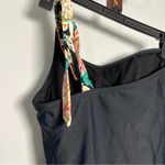 Kona Sol  Black One Shoulder Tie Swimsuit One Piece Medium Coverage Size S Photo 6