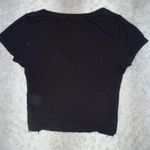 Bozzolo  Black Ribbed V-Neck Crop Top Photo 2