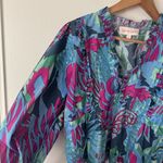 Love the Label L Blue and Pink Floral Ruffle Blouse Size L Photo 2