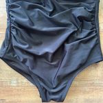 Kona Sol Black Scalloped Lace Tie Front V-Neck One Piece Swimsuit Size 14 Large Photo 7