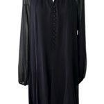 Joie  Black Chiffon Balloon Sleeve Button Front Mini Dress Photo 0