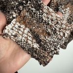 NYDJ Snake Print Blouse Long Sleeves Pleated Front Large Black Brown Casual Photo 5