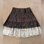 Worthington  Black/Silver Metallic Satin Lace Pleated Whimsigoth Midi Skirt Photo 6