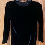 Banana Republic Long-Sleeve Twisted Black Velvet Stretch Midi Wrap Dress Size 4 Photo 3