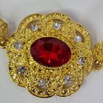 Gold Luxury Statement Bracelet Red Stone New Photo 2