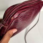 Oleg Cassini Vintage  Leather Bag Small Shoulder Burgundy Dark Red Patch Photo 4