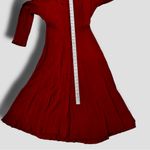 VTG 80s Ital Mode Long Sleeve Corset Back Lace Up Dress Burgundy Sz Med Photo 6