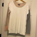 525 AMERICA BORN IN BKLYN Blocked Pullover SWEATER Pink white brown collar small Photo 4