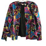 Laura Ashley Petite Blazer Jacket Multi Color Paisley Print Open Front Jacket PM Photo 0