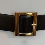 Elegant Black Faux Leather Belt with Gold Buckle Photo 1