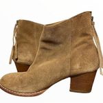 Anthropologie  Schuler & Sons Suede Boots Ankle Perforated Tassel Heeled Tan 8 Photo 0