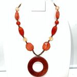 Boho Seed Bead, Crystal & Faux Cherry Quartz Necklace Orange Photo 0