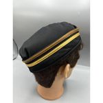 Vintage Black & Gold Striped Hat Cap Pin up military Airline Photo 4