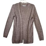 Maurice's Cardigan Sweater Womens Medium Taupe Heather Open Front Pointelle Knit Photo 1