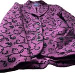 Pendleton Wool Blazer Jacket Boucle Purple Black velvet Size Large Fleur dis Lis Photo 4