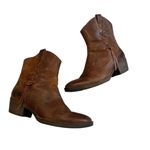Born Karin Brown Distressed Leather Side Lace Western Ankle Boots, Sz 9 Photo 1