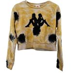 Kappa  Galz Tie Dye Cropped Sweatshirt Crew Neck Logo Pullover Yellow Small Photo 1