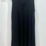 Living Doll Black criss cross vneck jersey knit swing dress size medium Photo 1