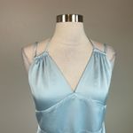 AQUA Satin Cut Out Back A-Line Long Evening Gown Blue Size 10 Formal Dress Photo 5