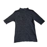 Anthropologie  T.la Lettuce Edge Heather Charcoal Ribbed Mock Neck Top Size Small Photo 1