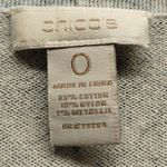 Chico's  Size Small (0) Blue Purple Metallic Thread Geometric Open Front Cardigan Photo 4