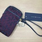 Tommy Hilfiger Women's Navy Blue Burgundy Monogramed Wristlet NWT Photo 0