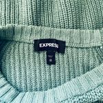 EXPRESS Teal Crew Neck Tight Knit Oversized Sweater Photo 7
