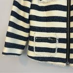 Halogen  Tweed Nautical Striped Navy Blue & Ivory Cropped Blazer Size 0 Photo 5