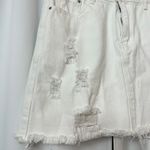 SheIn Solid White Distressed Ripped High Waisted Denim Mini Skirt Size Medium Photo 4