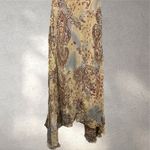 ECI Vtg Silk Beaded Floral Dress Y2K Cowl Neck Asymmetrical Handkerchief Fairy Sz 6 Photo 2
