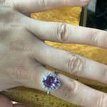 Rose de France Amethyst Red Garnet Sterling Silver Cocktail Ring Size 9 Purple Photo 2