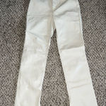 ZARA NWOT Women's Cream Faux Leather High Waisted straight leg pants size 6 Photo 0