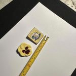 Lot Of 2 Ceramic Brooch Pins Handcrafted Tea Cup Square & Avon Flower Photo 1