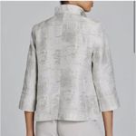 Eileen Fisher  | Silver Metalic Funnel Neck Jacket Petite Medium Photo 3