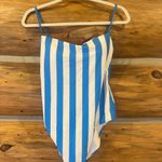 Shade & Shore Women's High Leg Cheeky One Piece Swimsuit Blue Striped Photo 2