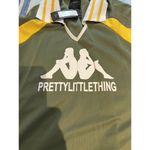 Pretty Little Thing  women's UK 6 US 2 long sleeve collard khaki varsity t shirt Photo 7