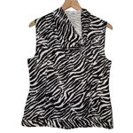 Peck & Peck  Black and White‎ Zebra Print Zip Up Windbreaker Shirt Vest Photo 2