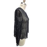 JMD New York Blouse Jacket Evening LP Sheer Black Fully Beaded Long Sleeves Size undefined Photo 3