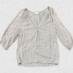 Kenar Gray purple Geometric Print V-Neck Puff 3/4 Sleeve Blouse Size XL Photo 0