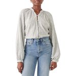 Faherty  Naomi Grey Striped Long Sleeves Button Down Linen Blend Shirt Size Small Photo 1