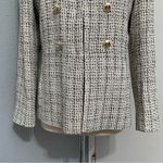 ZARA  New Women Luxury Ecru Black Fitted Textured Round Collar Blazer Size L Photo 13