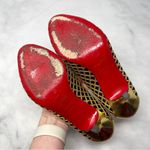 Christian Louboutin Treil 70 Crepe Metallic Gold Peep Toe Low Kitten Heels 35.5 Photo 11
