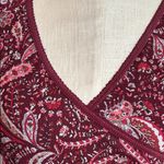 Old Navy  Maroon Paisley V-Neck Long Sleeve Mesh Top Lettuce Edge Photo 4