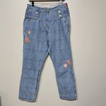 Love Shack Fancy Women Embroidered Floral Marika High Rise Denim Ankle Jeans Sz 10 Photo 2