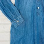 White House | Black Market Denim Shirt Dress Long Sleeve Pockets, Size 00 Oversize Photo 2