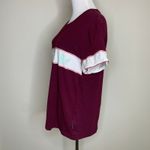 Adidas  Burgundy T Shirt Felted Spellout Sz Small Photo 2